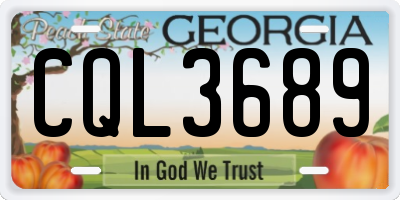 GA license plate CQL3689