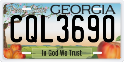 GA license plate CQL3690