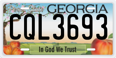 GA license plate CQL3693