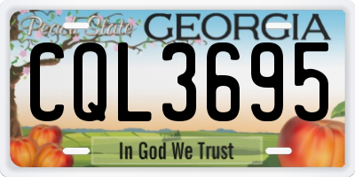 GA license plate CQL3695