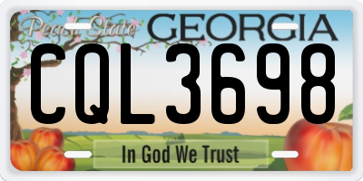 GA license plate CQL3698