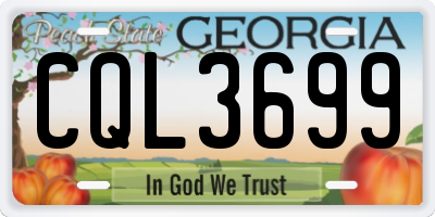 GA license plate CQL3699