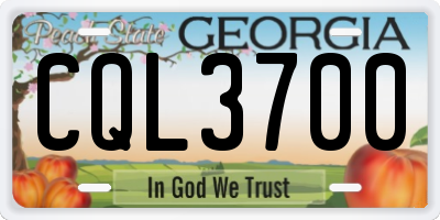 GA license plate CQL3700
