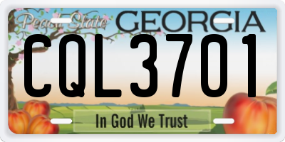 GA license plate CQL3701