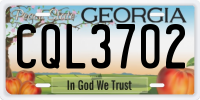 GA license plate CQL3702