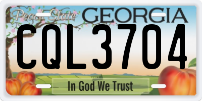 GA license plate CQL3704