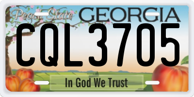 GA license plate CQL3705