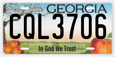 GA license plate CQL3706