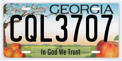 GA license plate CQL3707