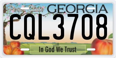 GA license plate CQL3708