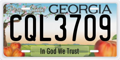 GA license plate CQL3709
