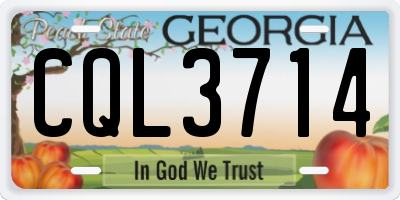 GA license plate CQL3714