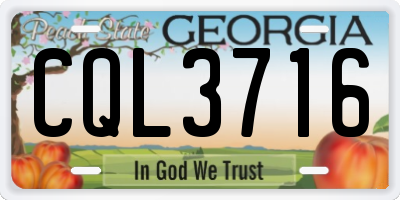 GA license plate CQL3716