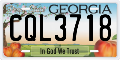 GA license plate CQL3718