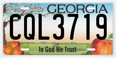 GA license plate CQL3719