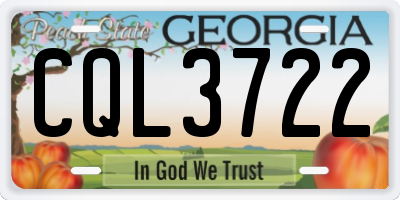 GA license plate CQL3722