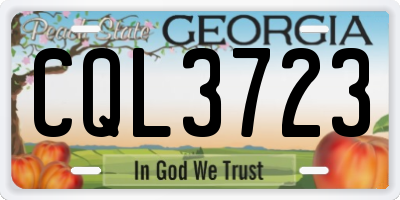 GA license plate CQL3723