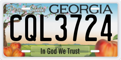 GA license plate CQL3724