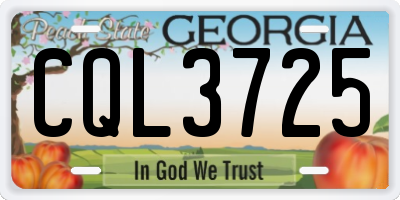 GA license plate CQL3725