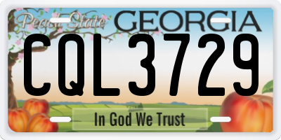 GA license plate CQL3729