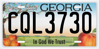 GA license plate CQL3730