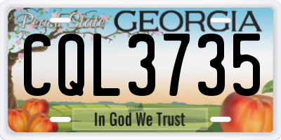 GA license plate CQL3735