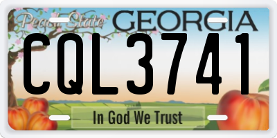 GA license plate CQL3741