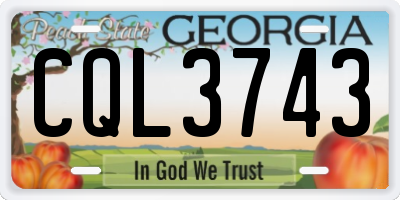GA license plate CQL3743