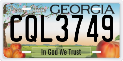 GA license plate CQL3749
