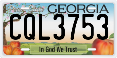 GA license plate CQL3753
