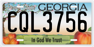 GA license plate CQL3756