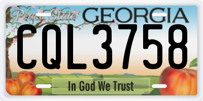 GA license plate CQL3758