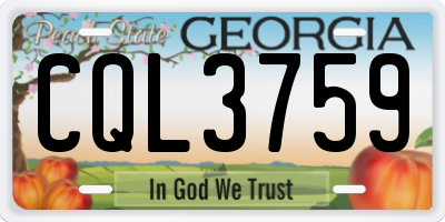 GA license plate CQL3759