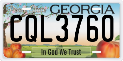 GA license plate CQL3760