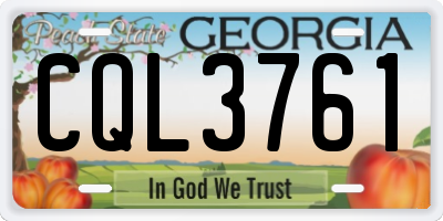 GA license plate CQL3761