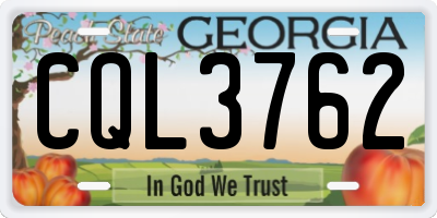 GA license plate CQL3762