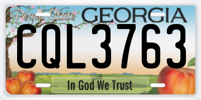 GA license plate CQL3763