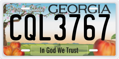 GA license plate CQL3767