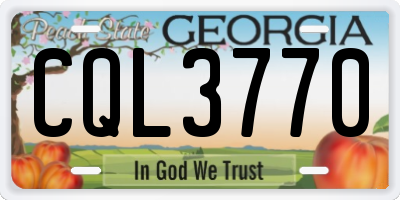 GA license plate CQL3770
