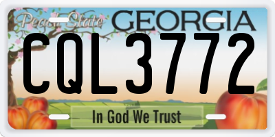 GA license plate CQL3772