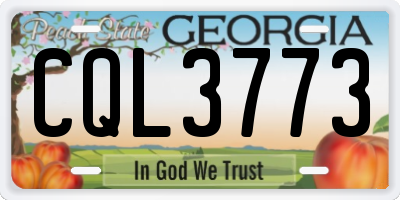 GA license plate CQL3773