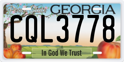 GA license plate CQL3778