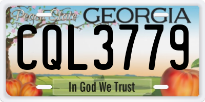 GA license plate CQL3779