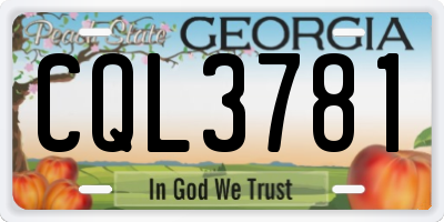 GA license plate CQL3781