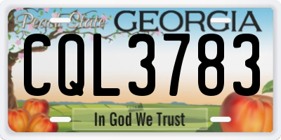 GA license plate CQL3783