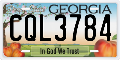 GA license plate CQL3784