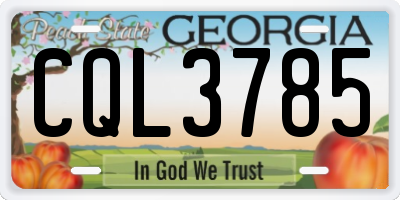 GA license plate CQL3785