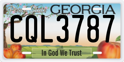GA license plate CQL3787