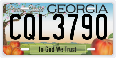 GA license plate CQL3790