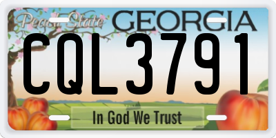 GA license plate CQL3791